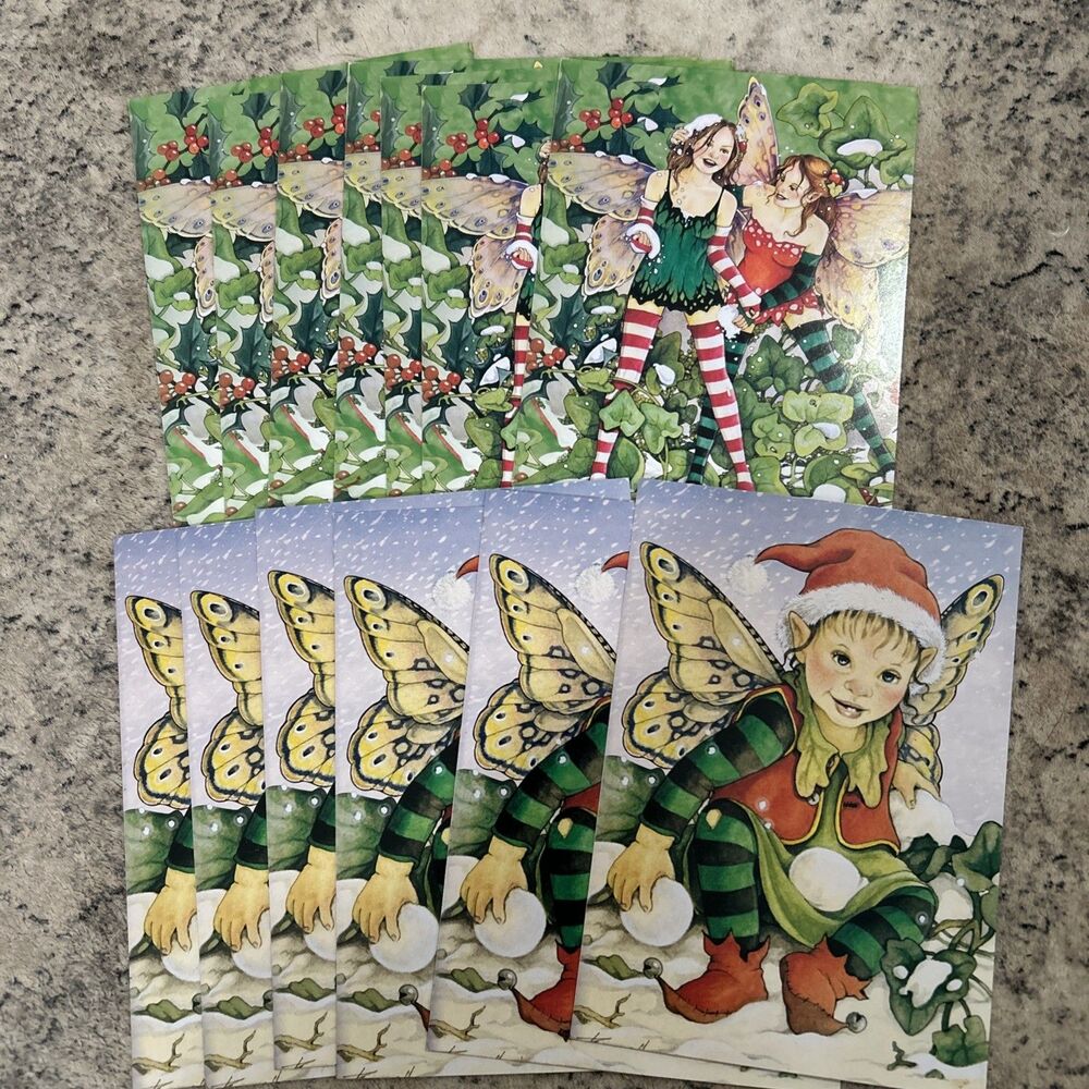 Christmas Fairy Elf Sprite Tree-Free Greeting Cards Set Of 13 NO Envelopes‎